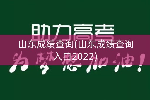 山东成绩查询(山东成绩查询入口2022)