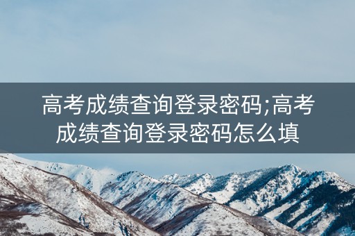 高考成绩查询登录密码;高考成绩查询登录密码怎么填