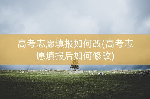 高考志愿填报如何改(高考志愿填报后如何修改)