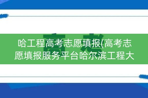 哈工程高考志愿填报(高考志愿填报服务平台哈尔滨工程大学)