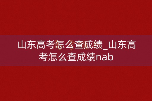 山东高考怎么查成绩_山东高考怎么查成绩nab