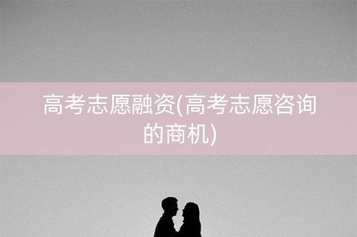 高考志愿融资(高考志愿咨询的商机) 高考志愿融资(高考志愿咨询的商机)