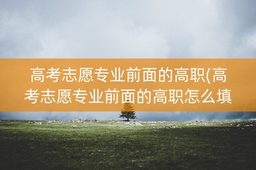 高考志愿专业前面的高职(高考志愿专业前面的高职怎么填) 高考志愿专业前面的高职(高考志愿专业前面的高职怎么填)