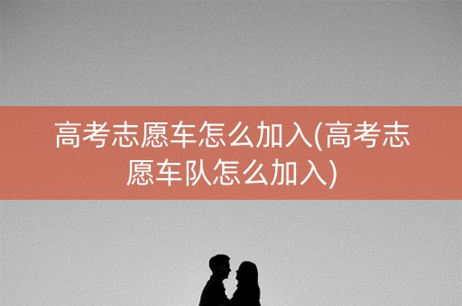 高考志愿车怎么加入(高考志愿车队怎么加入)