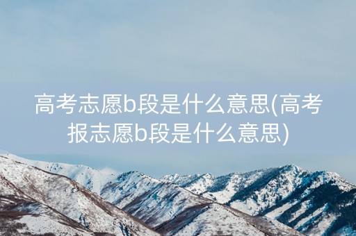 高考志愿b段是什么意思(高考报志愿b段是什么意思)