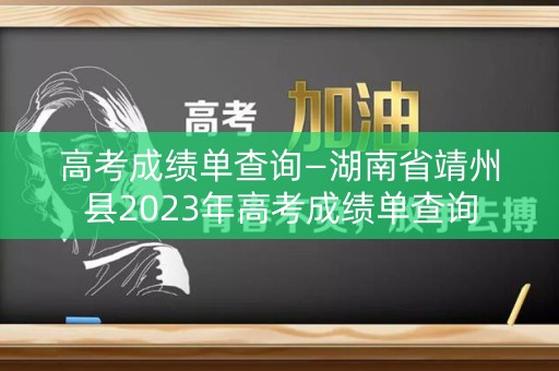 高考成绩单查询—湖南省靖州县2023年高考成绩单查询
