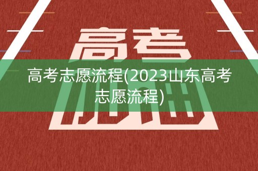 高考志愿流程(2023山东高考志愿流程)