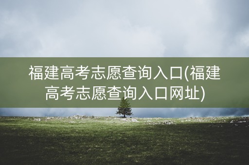 福建高考志愿查询入口(福建高考志愿查询入口网址)