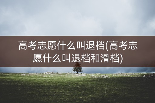 高考志愿什么叫退档(高考志愿什么叫退档和滑档)