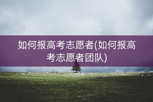 如何报高考志愿者(如何报高考志愿者团队)
