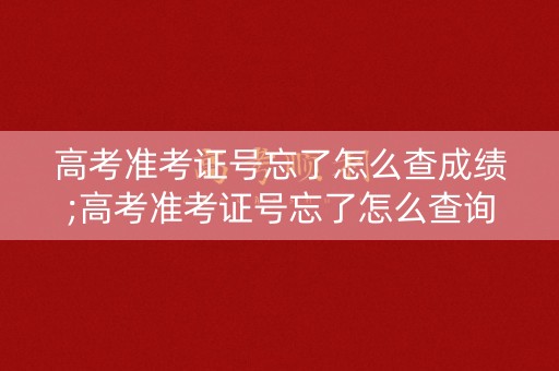 高考准考证号忘了怎么查成绩;高考准考证号忘了怎么查询成绩