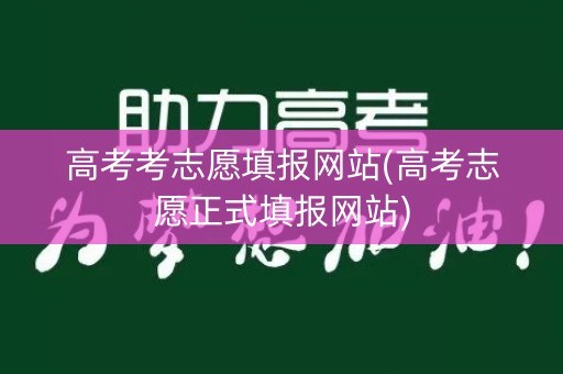 高考考志愿填报网站(高考志愿正式填报网站)