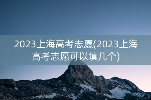 2023上海高考志愿(2023上海高考志愿可以填几个) 2023上海高考志愿(2023上海高考志愿可以填几个)