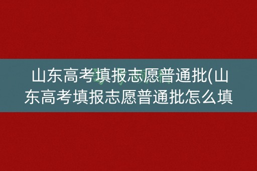 山东高考填报志愿普通批(山东高考填报志愿普通批怎么填)