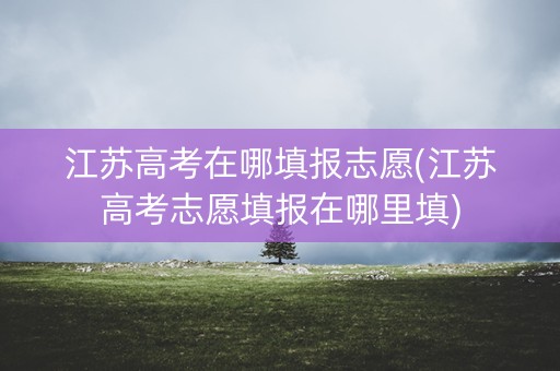 江苏高考在哪填报志愿(江苏高考志愿填报在哪里填)