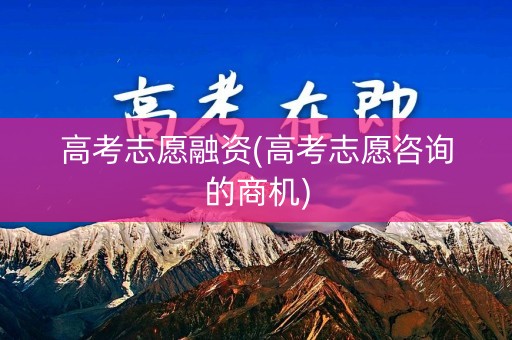 高考志愿融资(高考志愿咨询的商机)