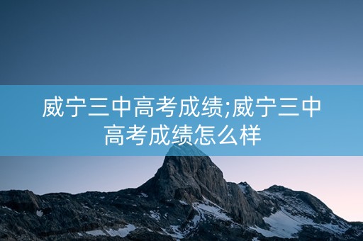 威宁三中高考成绩;威宁三中高考成绩怎么样
