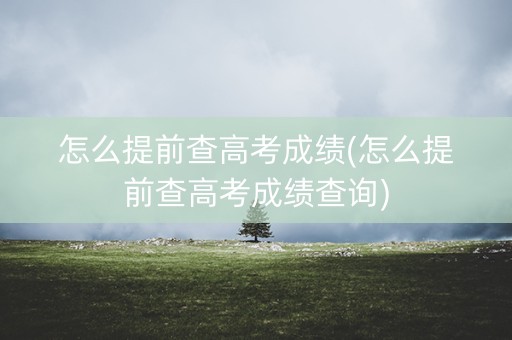 怎么提前查高考成绩(怎么提前查高考成绩查询)