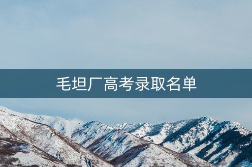毛坦厂高考录取名单