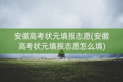 安徽高考状元填报志愿(安徽高考状元填报志愿怎么填) 安徽高考状元填报志愿(安徽高考状元填报志愿怎么填)
