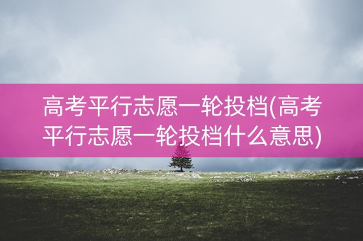 高考平行志愿一轮投档(高考平行志愿一轮投档什么意思)