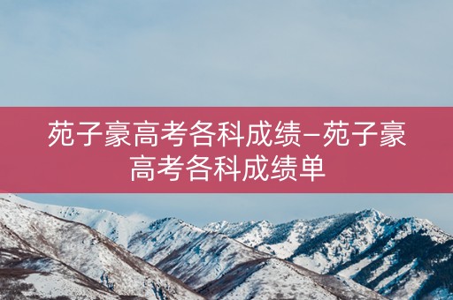 苑子豪高考各科成绩—苑子豪高考各科成绩单