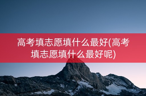 高考填志愿填什么最好(高考填志愿填什么最好呢)