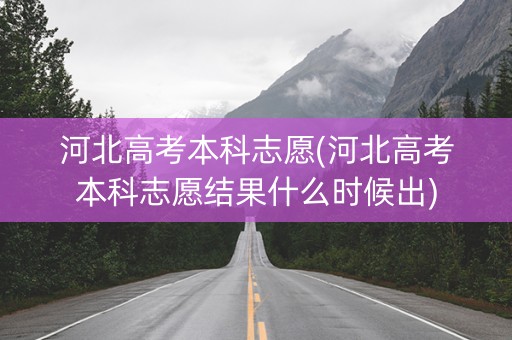 河北高考本科志愿(河北高考本科志愿结果什么时候出)