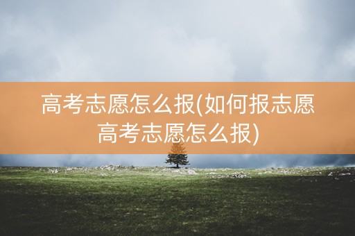 高考志愿怎么报(如何报志愿高考志愿怎么报)