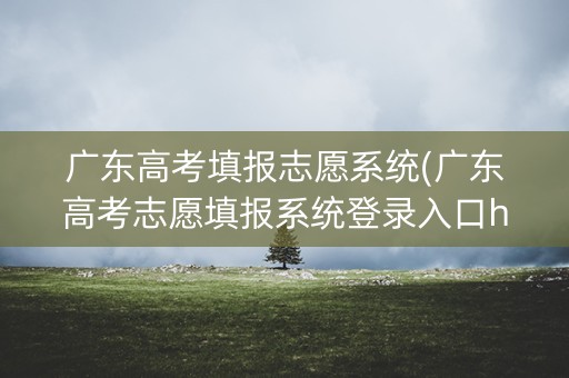 广东高考填报志愿系统(广东高考志愿填报系统登录入口http)