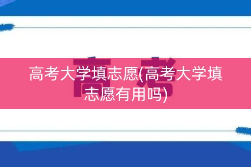 高考大学填志愿(高考大学填志愿有用吗)