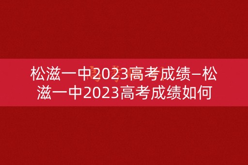 松滋一中2023高考成绩—松滋一中2023高考成绩如何