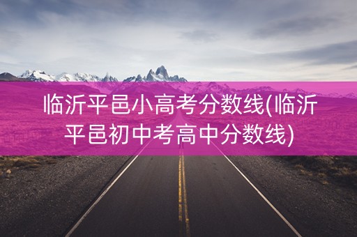 临沂平邑小高考分数线(临沂平邑初中考高中分数线)