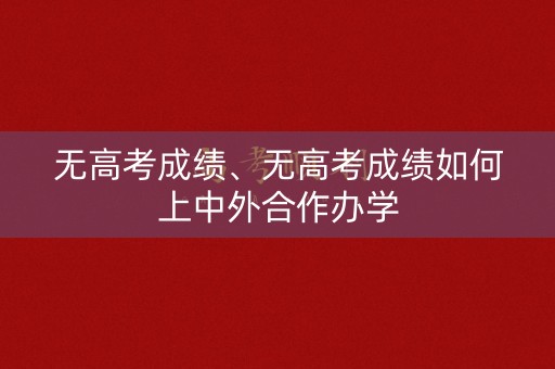 无高考成绩、无高考成绩如何上中外合作办学