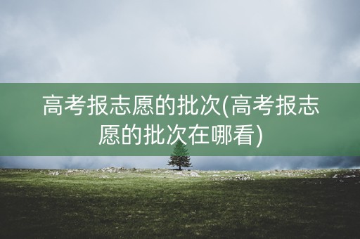 高考报志愿的批次(高考报志愿的批次在哪看)
