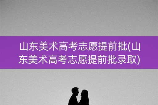 山东美术高考志愿提前批(山东美术高考志愿提前批录取)