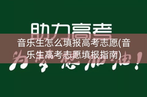 音乐生怎么填报高考志愿(音乐生高考志愿填报指南)