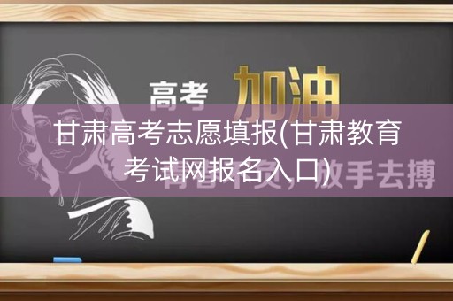 甘肃高考志愿填报(甘肃教育考试网报名入口)