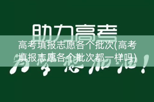 高考填报志愿各个批次(高考填报志愿各个批次都一样吗)