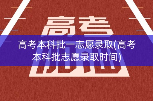 高考本科批一志愿录取(高考本科批志愿录取时间)