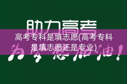 高考专科是填志愿(高考专科是填志愿还是专业)