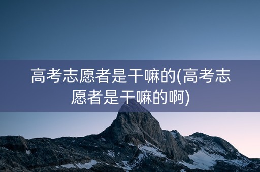 高考志愿者是干嘛的(高考志愿者是干嘛的啊)