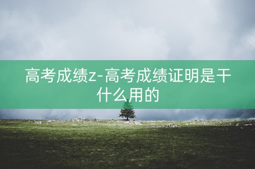 高考成绩z-高考成绩证明是干什么用的