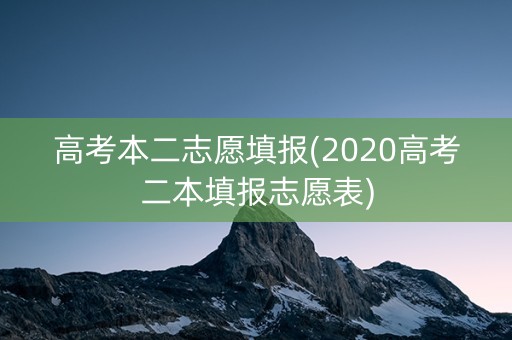 高考本二志愿填报(2020高考二本填报志愿表)