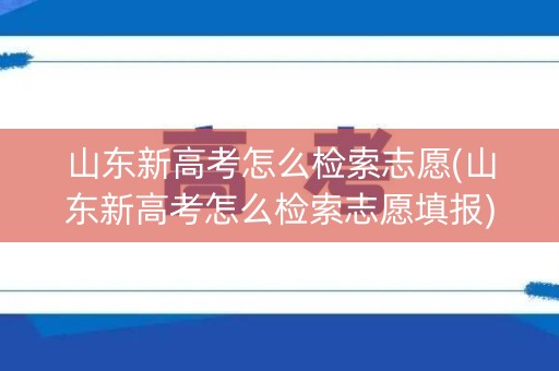 山东新高考怎么检索志愿(山东新高考怎么检索志愿填报)