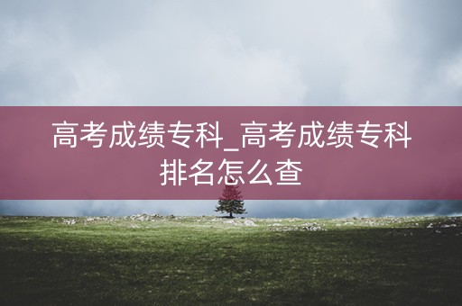 高考成绩专科_高考成绩专科排名怎么查