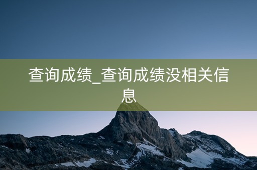 查询成绩_查询成绩没相关信息