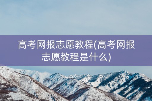 高考网报志愿教程(高考网报志愿教程是什么)