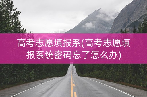 高考志愿填报系(高考志愿填报系统密码忘了怎么办)