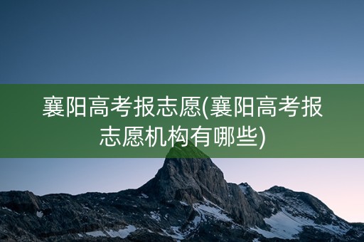 襄阳高考报志愿(襄阳高考报志愿机构有哪些)
